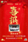 喜报 | 湖南tyc131太阳集团城网址荣获“2021年中国物业服务企